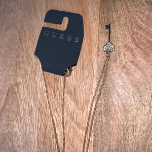 Guess Gold Key Rhinestone 11” Necklace